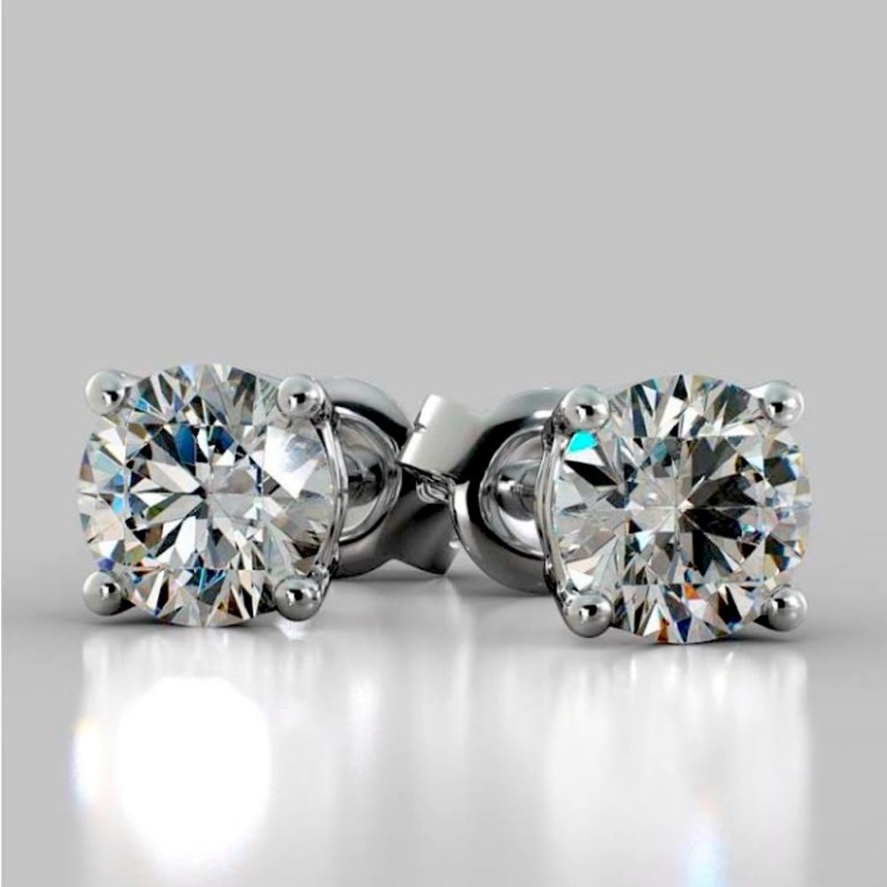 Gold Plated Sterling Silver Brilliant Cut “Diamond” Stud Earrings